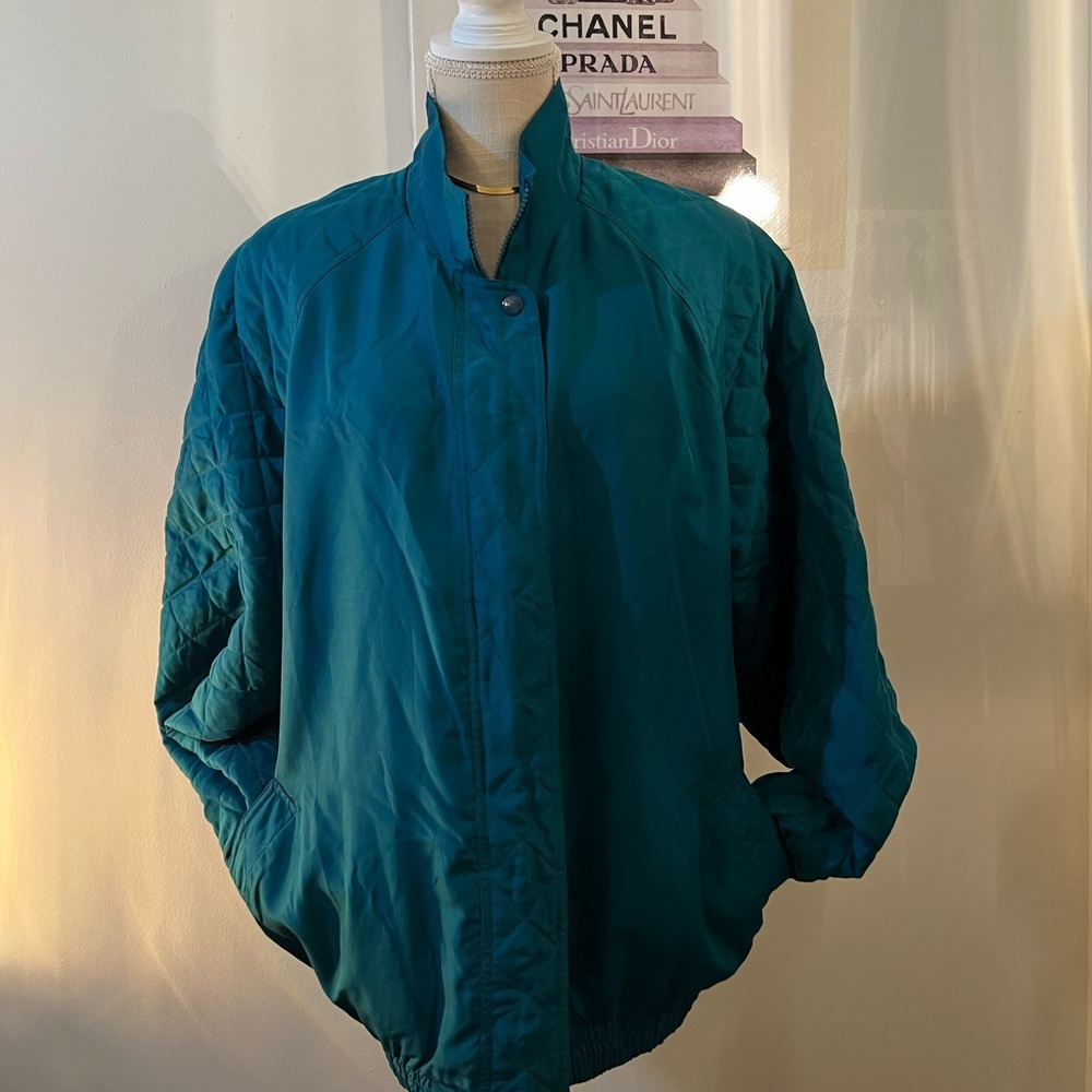 90’s Vintage Silk Teal Hunt Club Jacket Size L